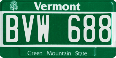 VT license plate BVW688