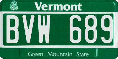 VT license plate BVW689