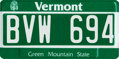 VT license plate BVW694