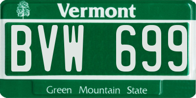 VT license plate BVW699