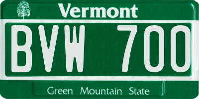 VT license plate BVW700