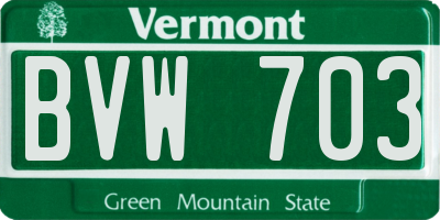VT license plate BVW703