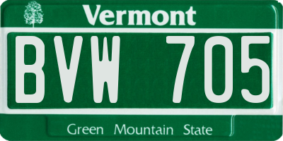 VT license plate BVW705