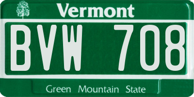 VT license plate BVW708