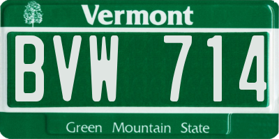 VT license plate BVW714