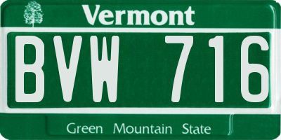 VT license plate BVW716