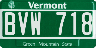 VT license plate BVW718