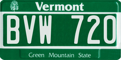 VT license plate BVW720
