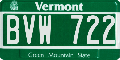 VT license plate BVW722