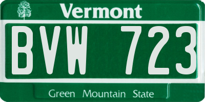 VT license plate BVW723