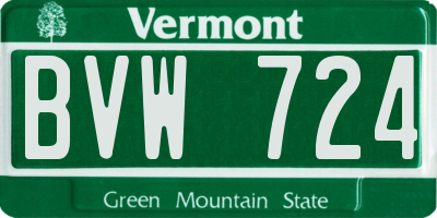 VT license plate BVW724