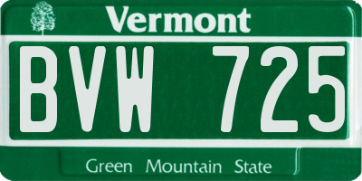 VT license plate BVW725