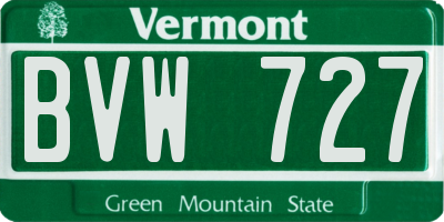 VT license plate BVW727