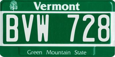 VT license plate BVW728