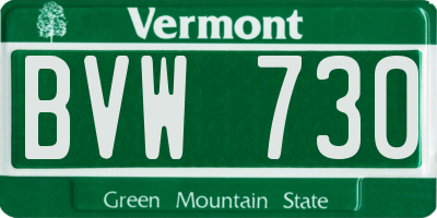 VT license plate BVW730