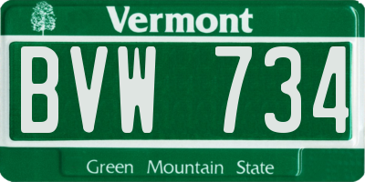 VT license plate BVW734