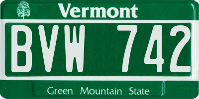 VT license plate BVW742