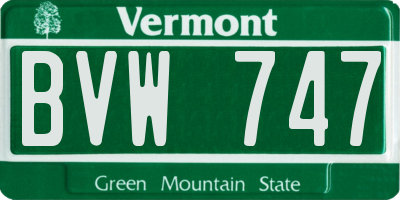 VT license plate BVW747