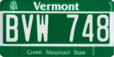 VT license plate BVW748