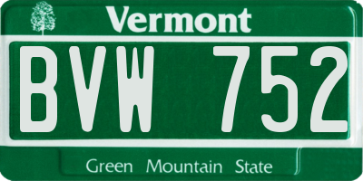 VT license plate BVW752