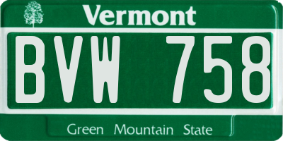 VT license plate BVW758
