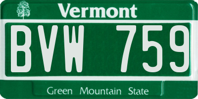 VT license plate BVW759