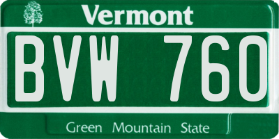 VT license plate BVW760