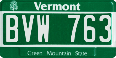 VT license plate BVW763