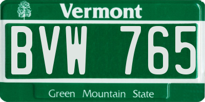 VT license plate BVW765