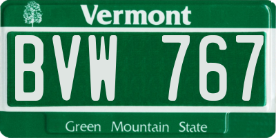 VT license plate BVW767