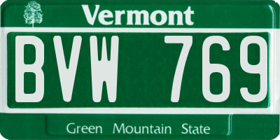 VT license plate BVW769