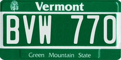VT license plate BVW770