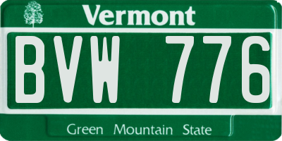 VT license plate BVW776