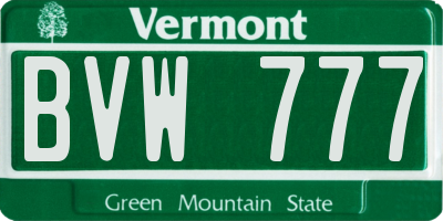 VT license plate BVW777