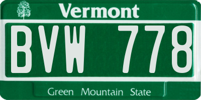VT license plate BVW778