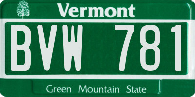 VT license plate BVW781