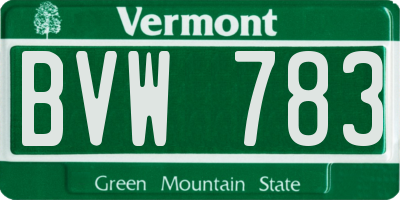 VT license plate BVW783