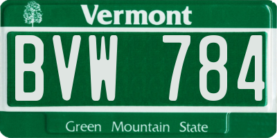 VT license plate BVW784