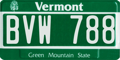 VT license plate BVW788