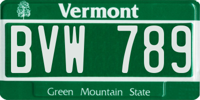 VT license plate BVW789