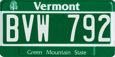 VT license plate BVW792