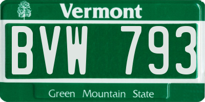 VT license plate BVW793