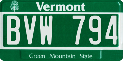 VT license plate BVW794