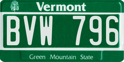 VT license plate BVW796