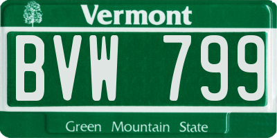 VT license plate BVW799