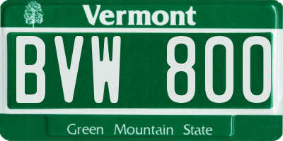 VT license plate BVW800