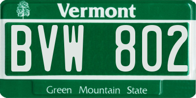 VT license plate BVW802