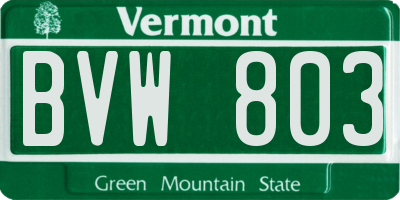 VT license plate BVW803