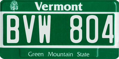 VT license plate BVW804