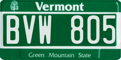 VT license plate BVW805